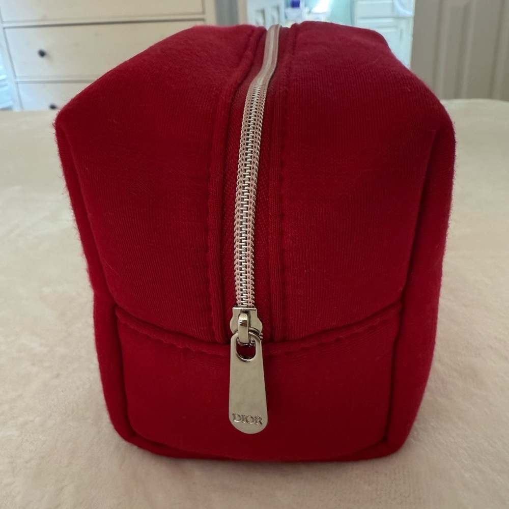 Dior Red Cosmetic Pouch Bag - Deep Red with Silver Accents - Picture 4 of 5